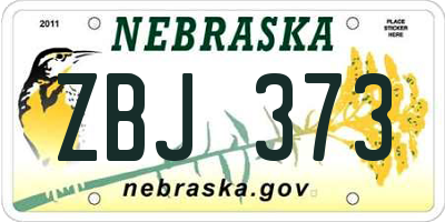 NE license plate ZBJ373