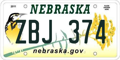 NE license plate ZBJ374