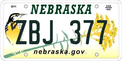 NE license plate ZBJ377