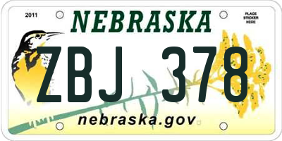 NE license plate ZBJ378