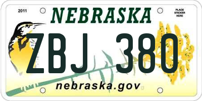 NE license plate ZBJ380