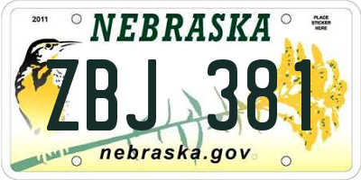 NE license plate ZBJ381
