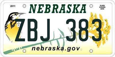 NE license plate ZBJ383