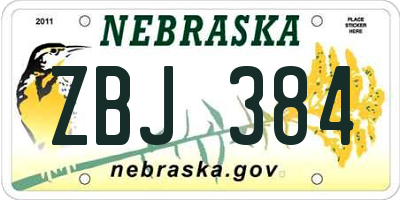 NE license plate ZBJ384