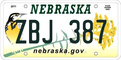 NE license plate ZBJ387