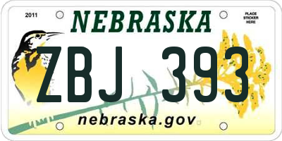 NE license plate ZBJ393