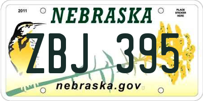 NE license plate ZBJ395