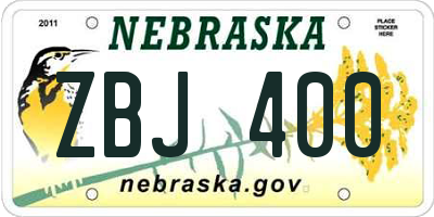 NE license plate ZBJ400