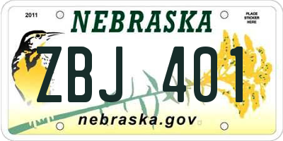 NE license plate ZBJ401