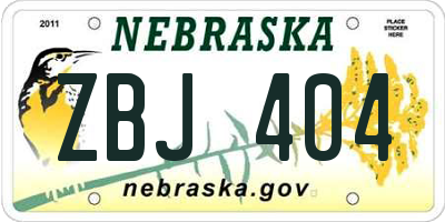 NE license plate ZBJ404