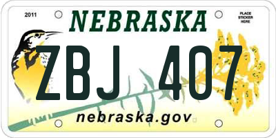 NE license plate ZBJ407