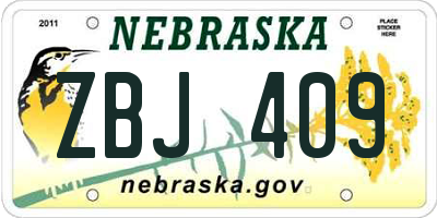 NE license plate ZBJ409