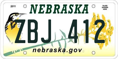 NE license plate ZBJ412