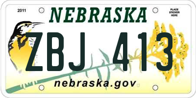 NE license plate ZBJ413