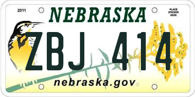 NE license plate ZBJ414