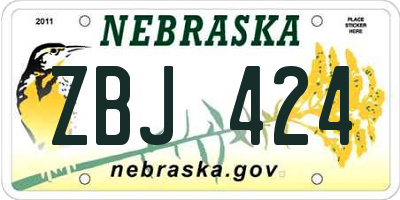 NE license plate ZBJ424