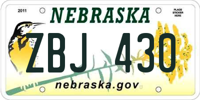 NE license plate ZBJ430