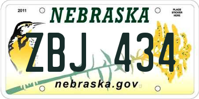 NE license plate ZBJ434