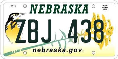 NE license plate ZBJ438