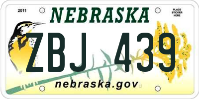 NE license plate ZBJ439