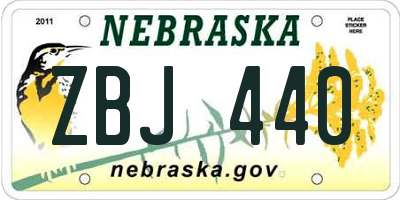 NE license plate ZBJ440