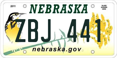 NE license plate ZBJ441