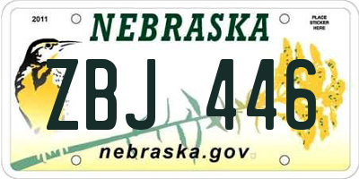 NE license plate ZBJ446