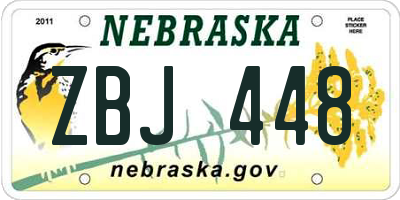 NE license plate ZBJ448