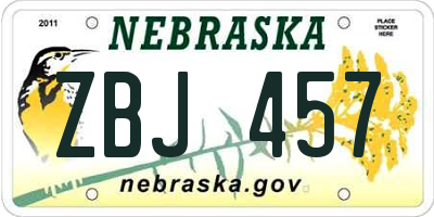 NE license plate ZBJ457