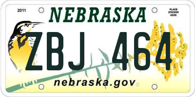NE license plate ZBJ464