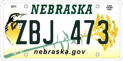 NE license plate ZBJ473