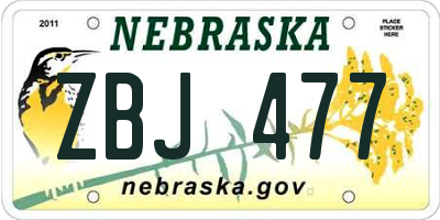 NE license plate ZBJ477