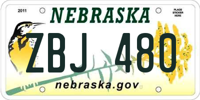 NE license plate ZBJ480