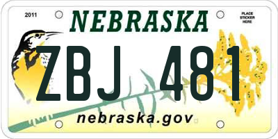 NE license plate ZBJ481