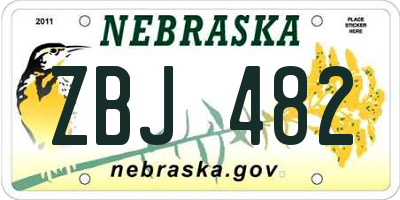 NE license plate ZBJ482