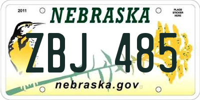 NE license plate ZBJ485
