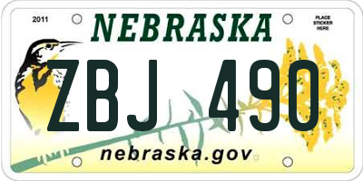 NE license plate ZBJ490