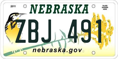 NE license plate ZBJ491