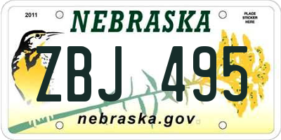 NE license plate ZBJ495