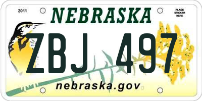 NE license plate ZBJ497