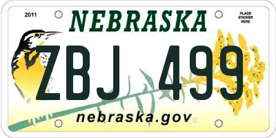 NE license plate ZBJ499