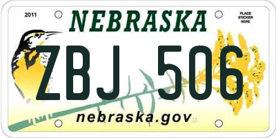 NE license plate ZBJ506