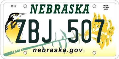 NE license plate ZBJ507