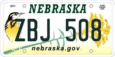 NE license plate ZBJ508
