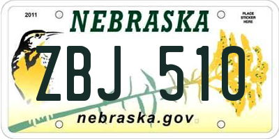 NE license plate ZBJ510