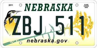 NE license plate ZBJ511