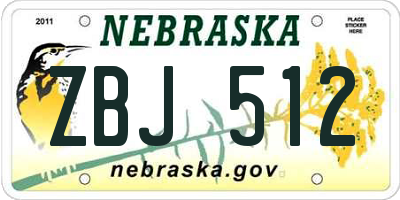 NE license plate ZBJ512