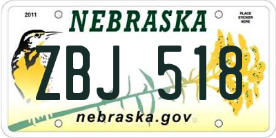 NE license plate ZBJ518