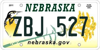 NE license plate ZBJ527