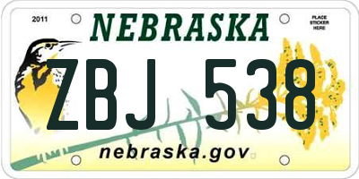 NE license plate ZBJ538